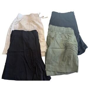 Lot of 4 Old Navy Womens Linen Blend Shorts L High Rise Casual Comfy Coastal NEW